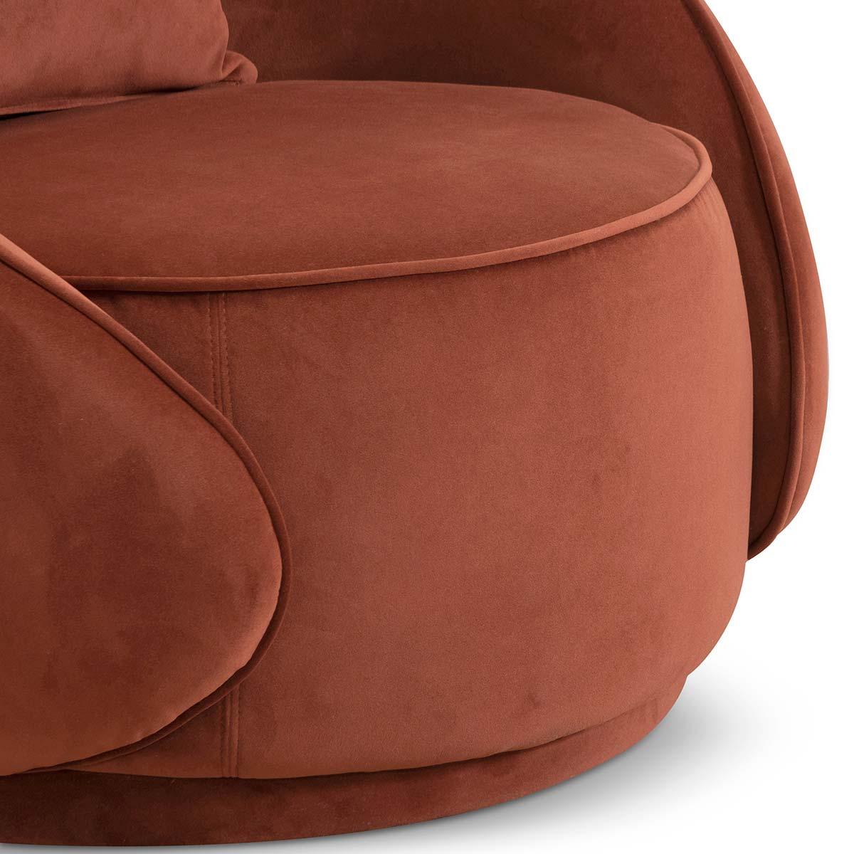 FC Velvet Armchair - Rustic Orange