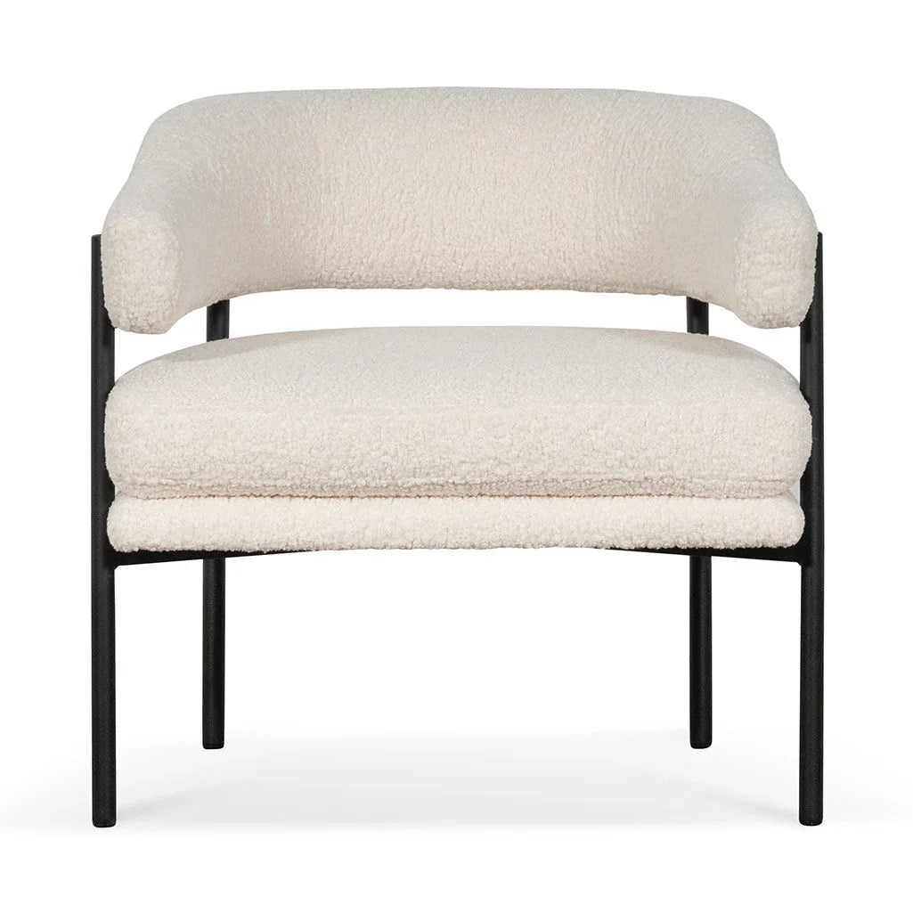 FC - Ivory White Sherpa Armchair - Black Legs