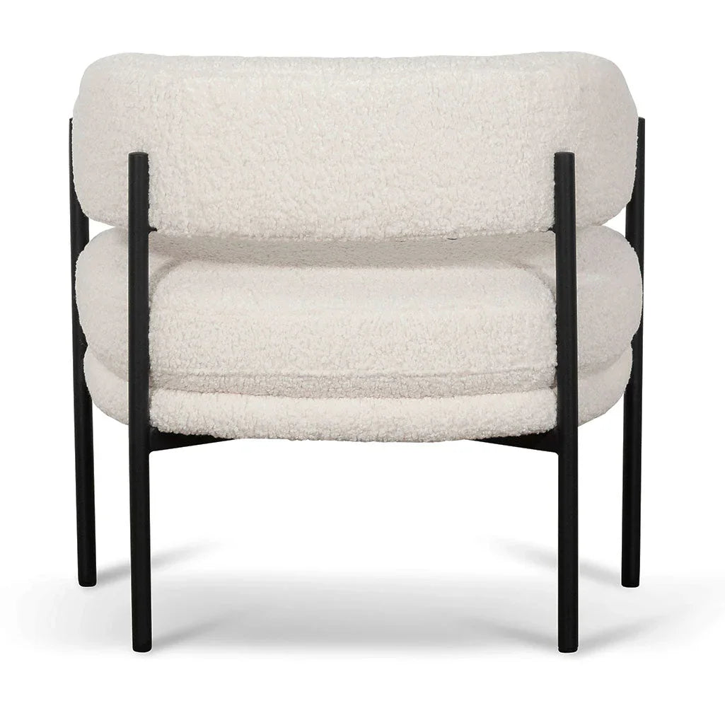FC - Ivory White Sherpa Armchair - Black Legs