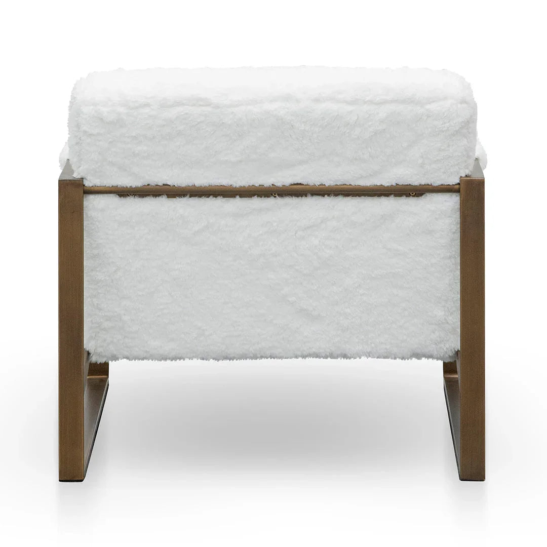 FC White Fur Armchair - Antique Golden Frame