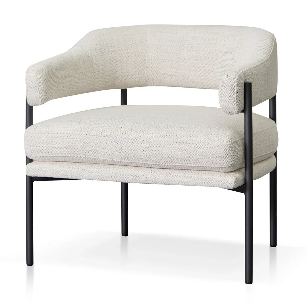 FC Rustic Beige Fabric Armchair - Black Legs
