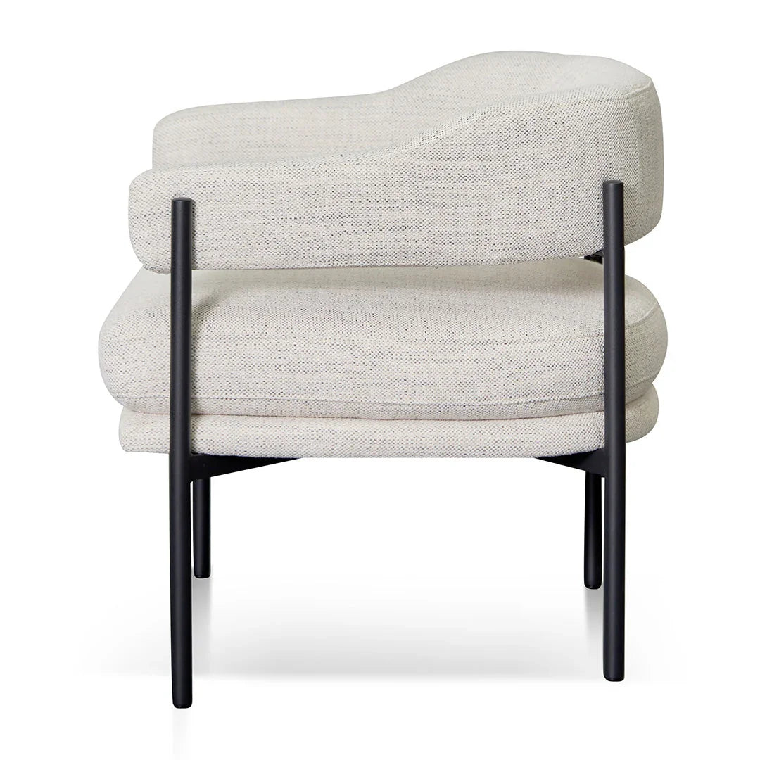 FC Rustic Beige Fabric Armchair - Black Legs