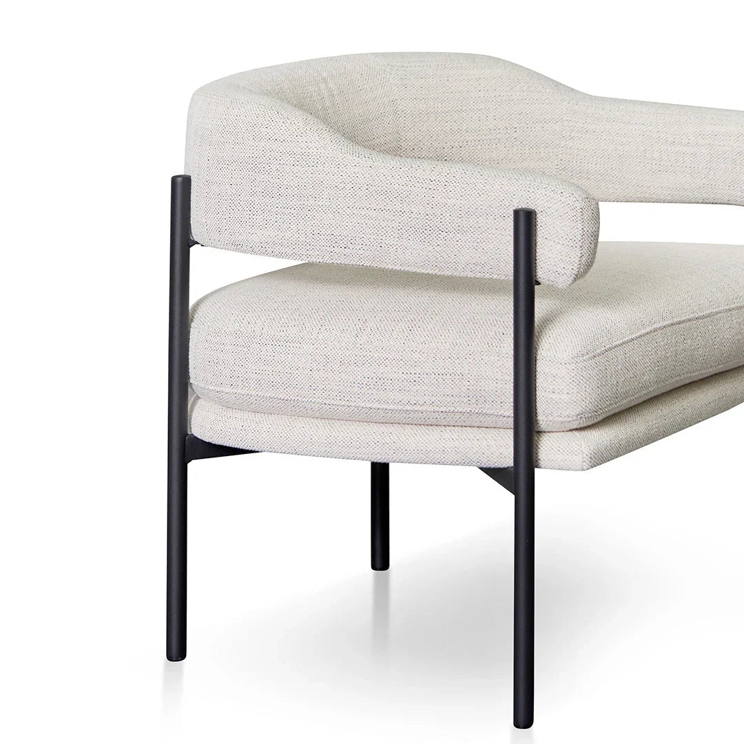 FC Rustic Beige Fabric Armchair - Black Legs