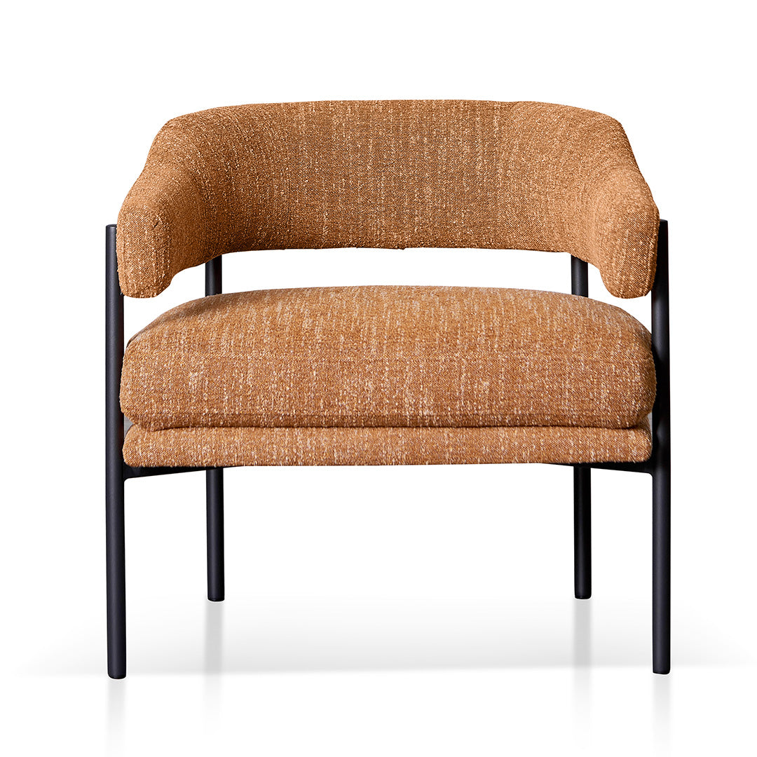 FC Ginger Brown Fabric Armchair - Black Legs