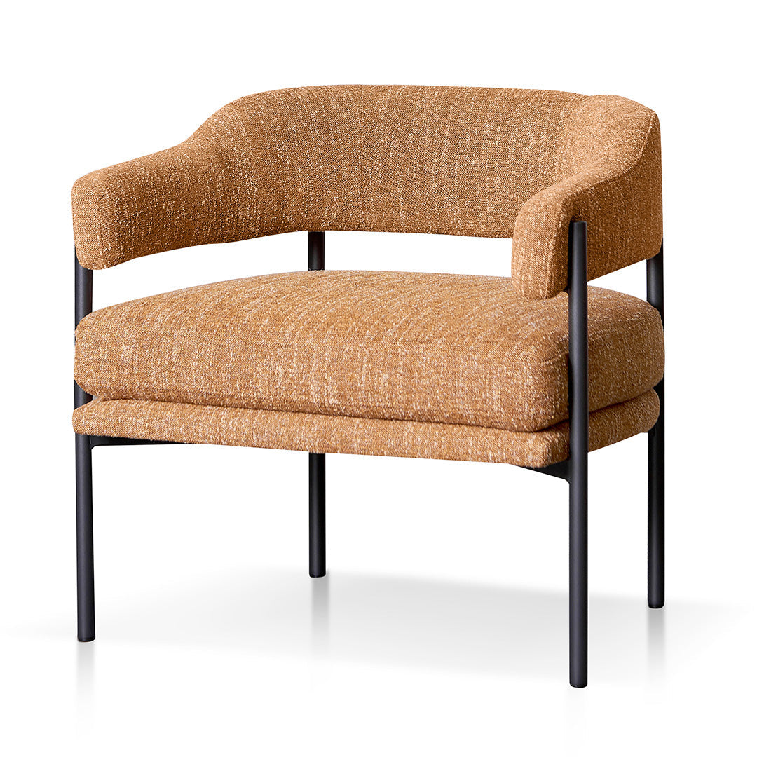 FC Ginger Brown Fabric Armchair - Black Legs
