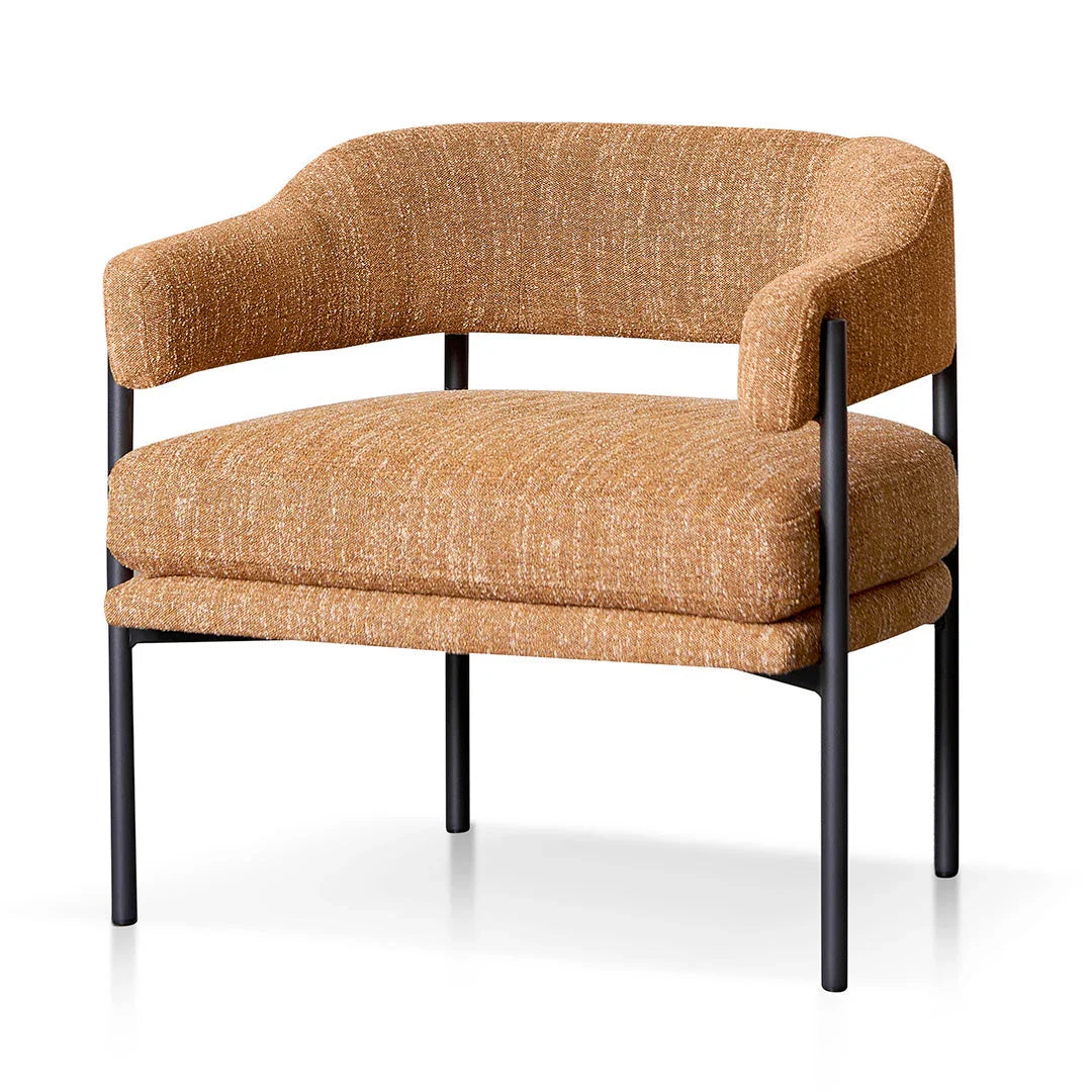 FC Ginger Brown Fabric Armchair - Black Legs