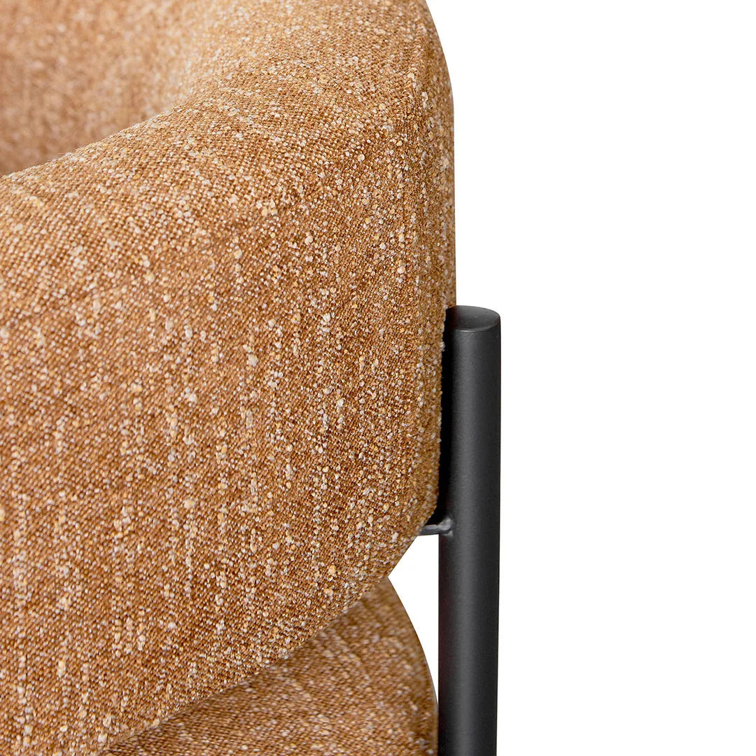 FC Ginger Brown Fabric Armchair - Black Legs