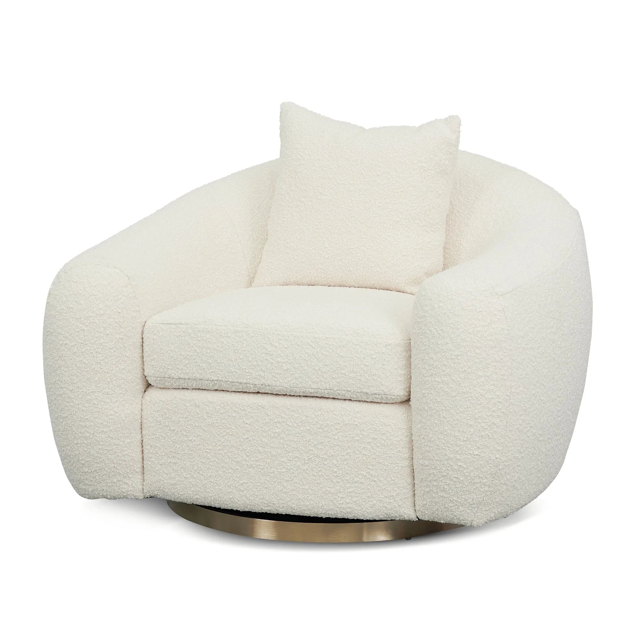 FC Swivel Armchair - Ivory White Boucle
