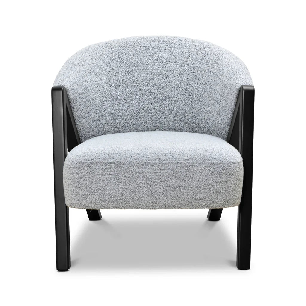 FC Fabric Armchair - Light Grey Fleck - Black Oak