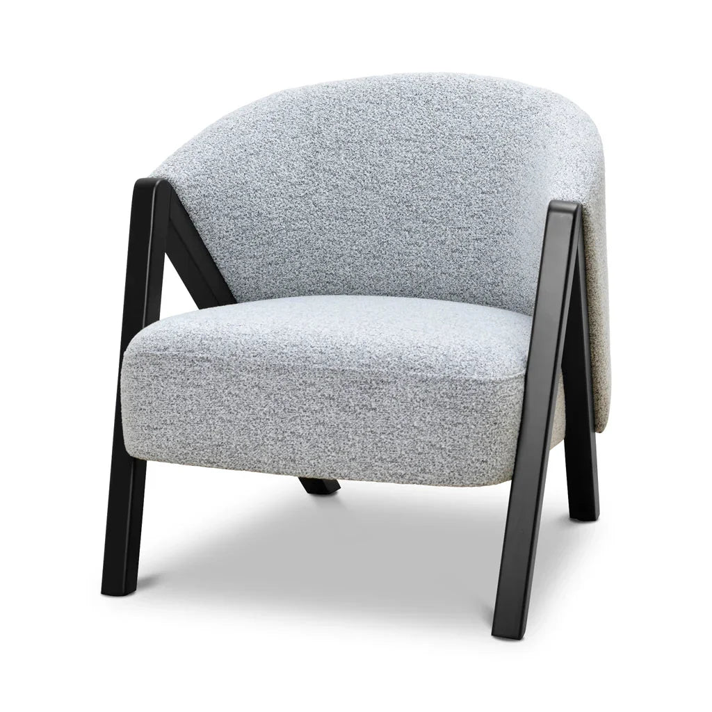 FC Fabric Armchair - Light Grey Fleck - Black Oak