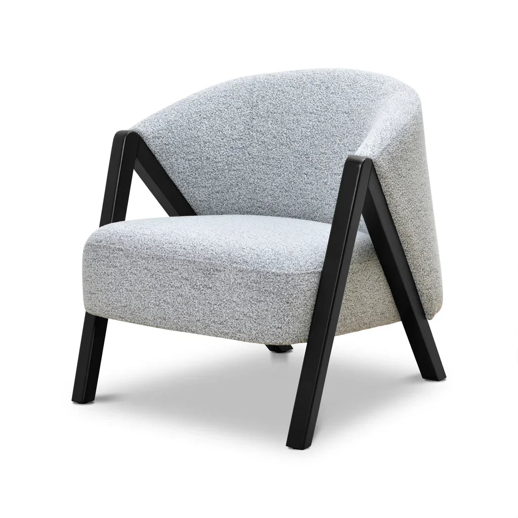 FC Fabric Armchair - Light Grey Fleck - Black Oak