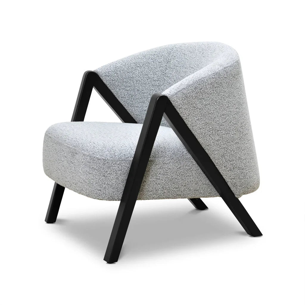 FC Fabric Armchair - Light Grey Fleck - Black Oak