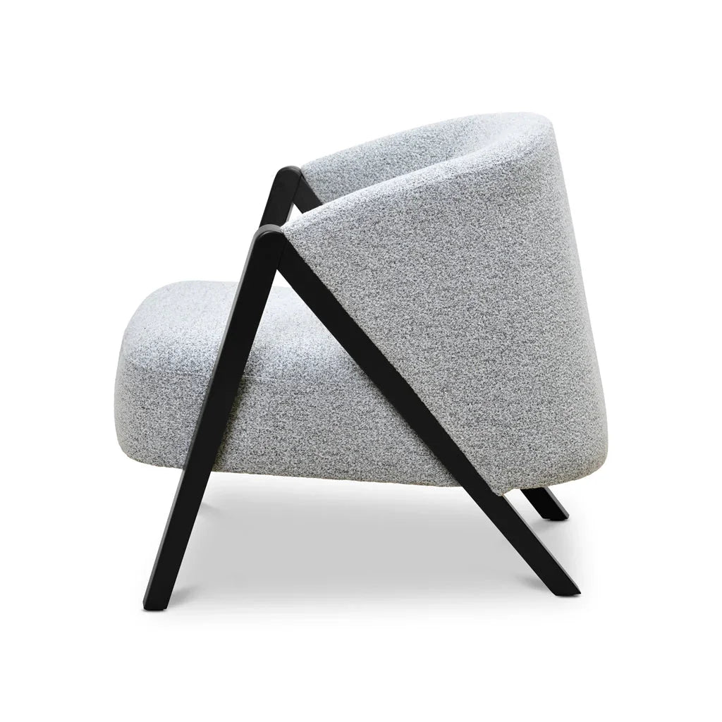 FC Fabric Armchair - Light Grey Fleck - Black Oak