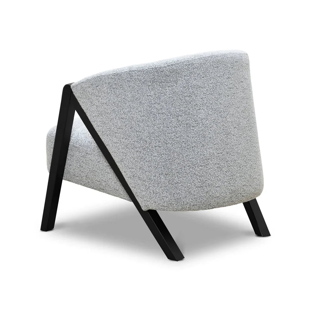 FC Fabric Armchair - Light Grey Fleck - Black Oak
