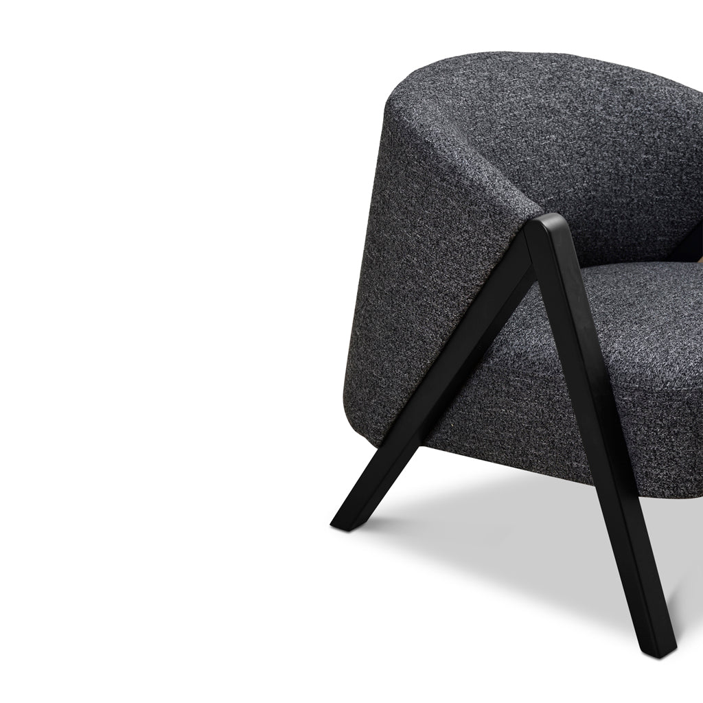 FC Fabric Armchair - Dark Grey Fleck - Black Oak
