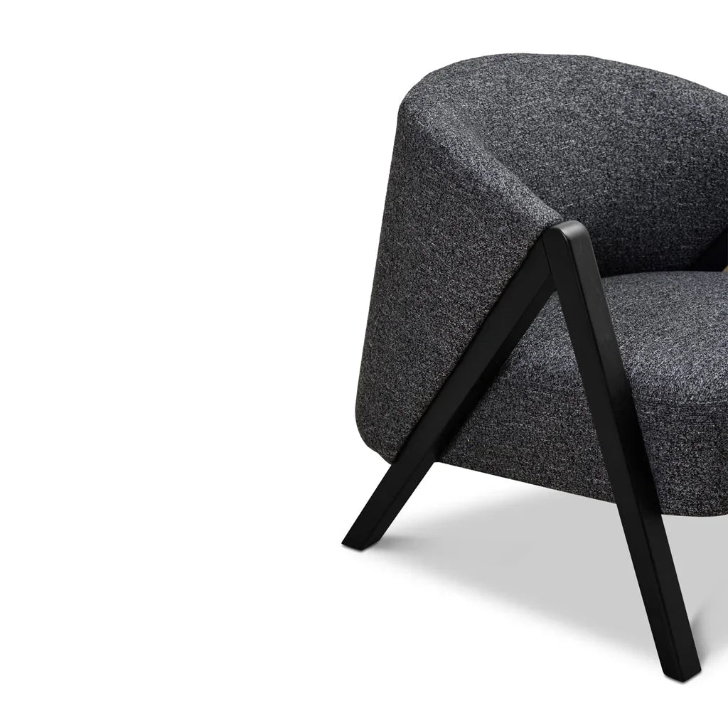 FC Fabric Armchair - Dark Grey Fleck - Black Oak
