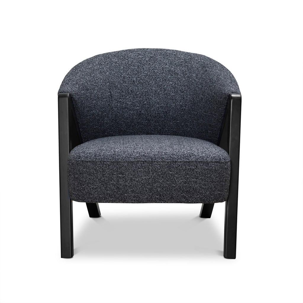 FC Fabric Armchair - Dark Grey Fleck - Black Oak