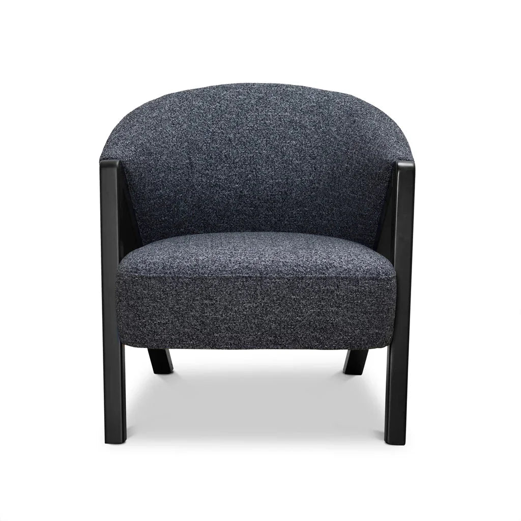 FC Fabric Armchair - Dark Grey Fleck - Black Oak