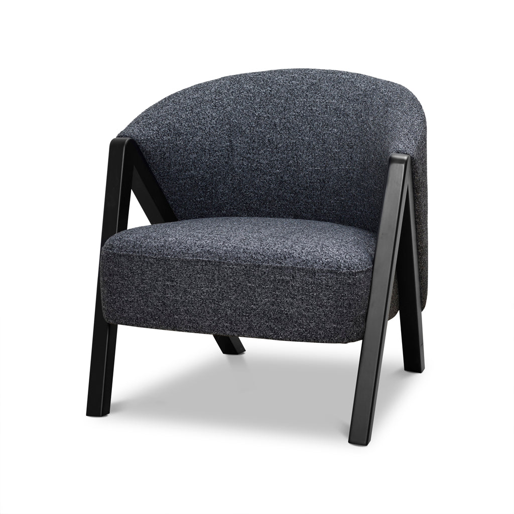 FC Fabric Armchair - Dark Grey Fleck - Black Oak