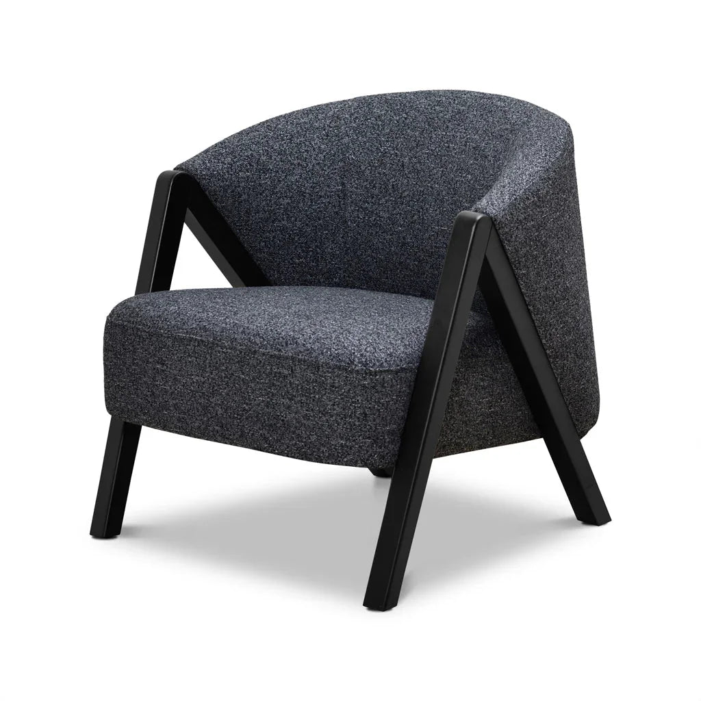 FC Fabric Armchair - Dark Grey Fleck - Black Oak