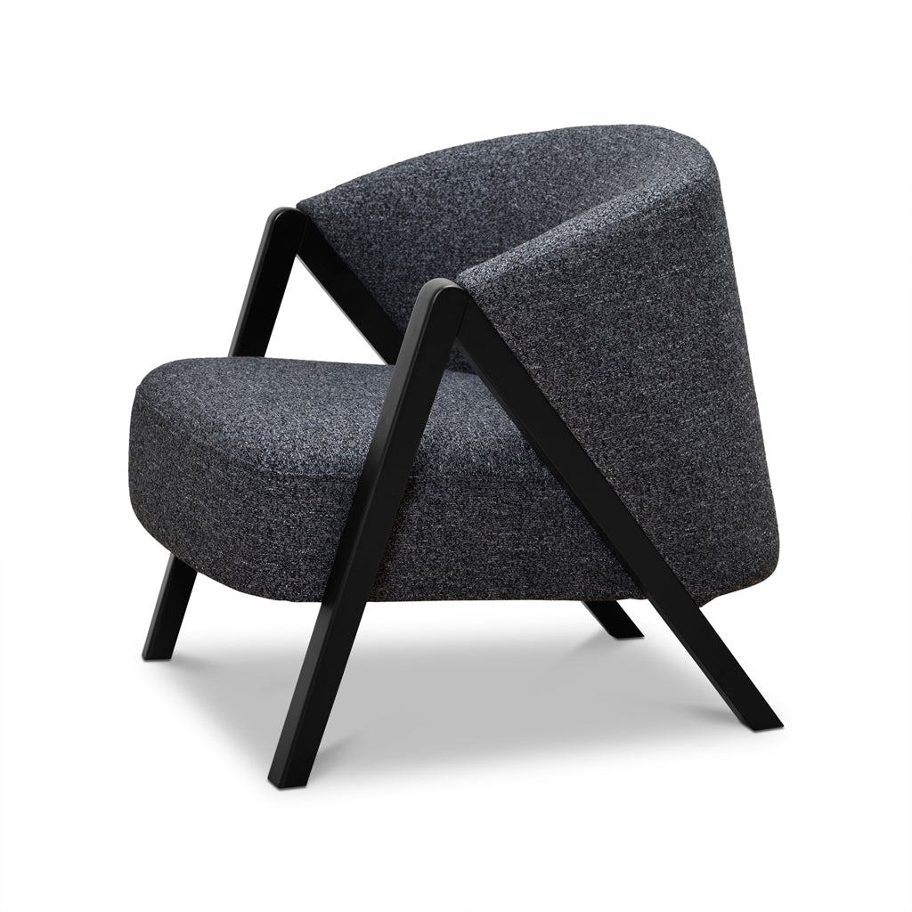 FC Fabric Armchair - Dark Grey Fleck - Black Oak