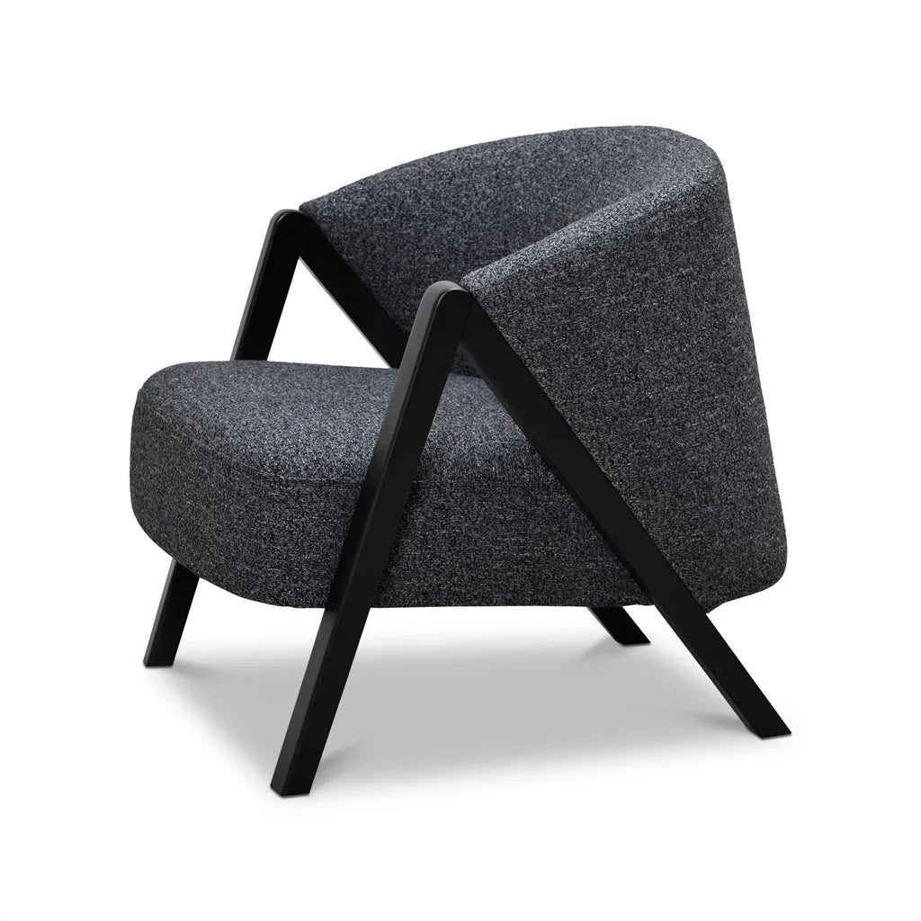 FC Fabric Armchair - Dark Grey Fleck - Black Oak