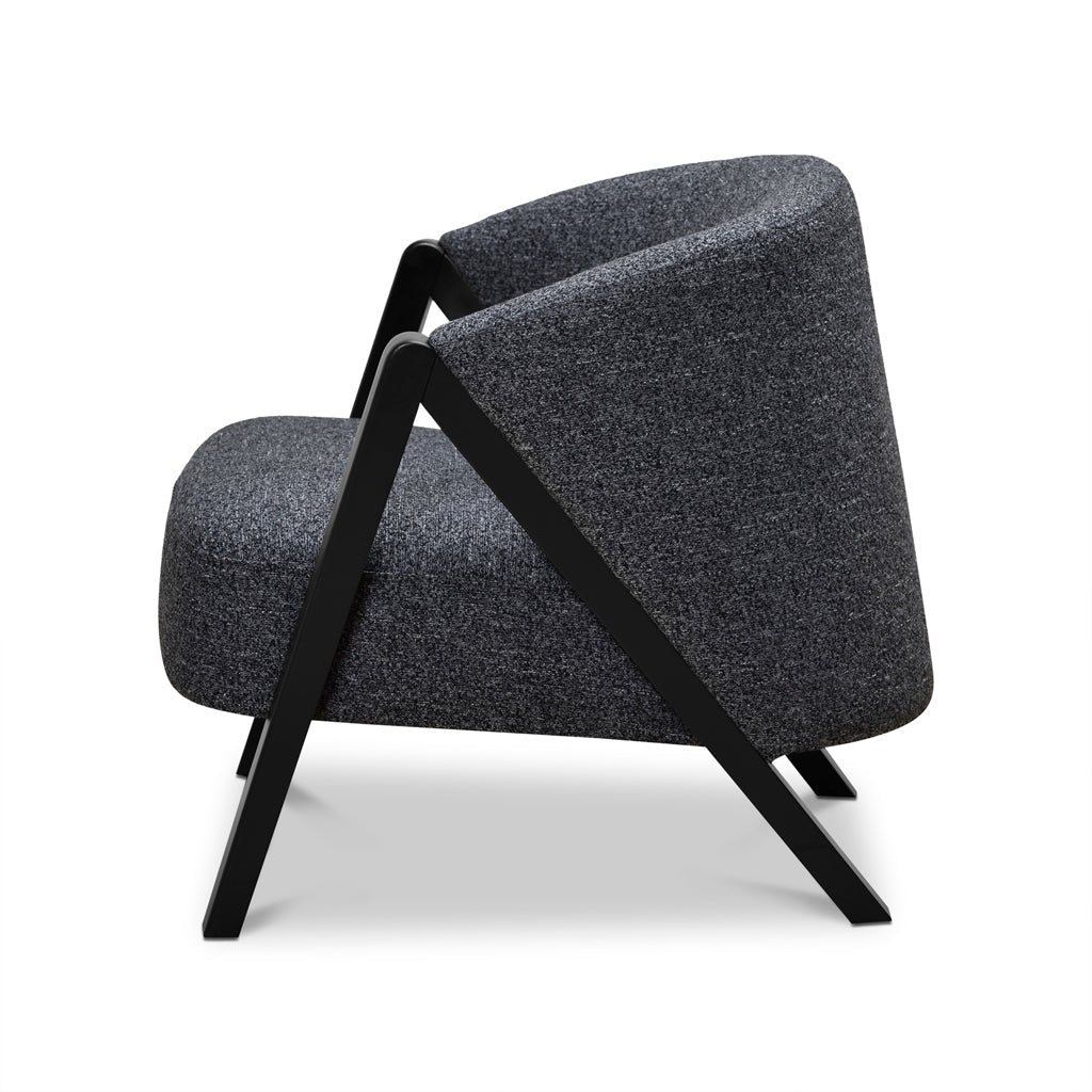 FC Fabric Armchair - Dark Grey Fleck - Black Oak