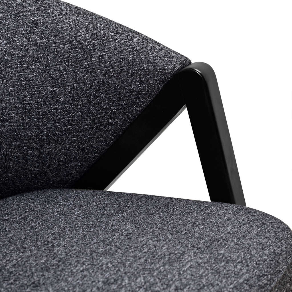 FC Fabric Armchair - Dark Grey Fleck - Black Oak