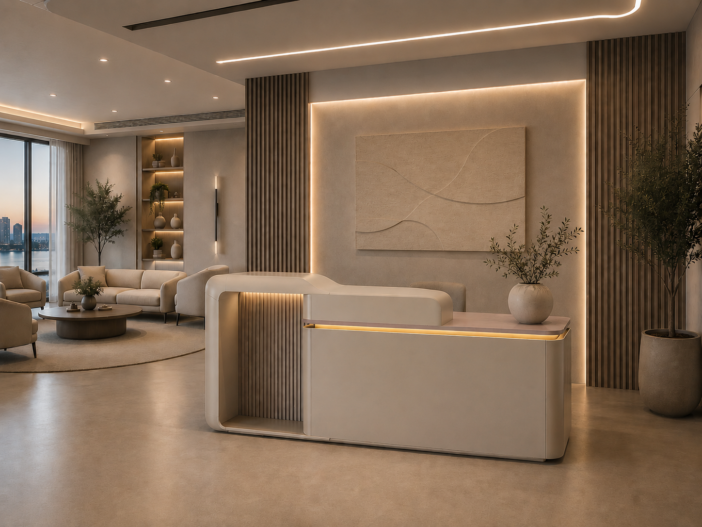 Leonard Reception Desk Right Return 2.4m -Golden Oak & Grey