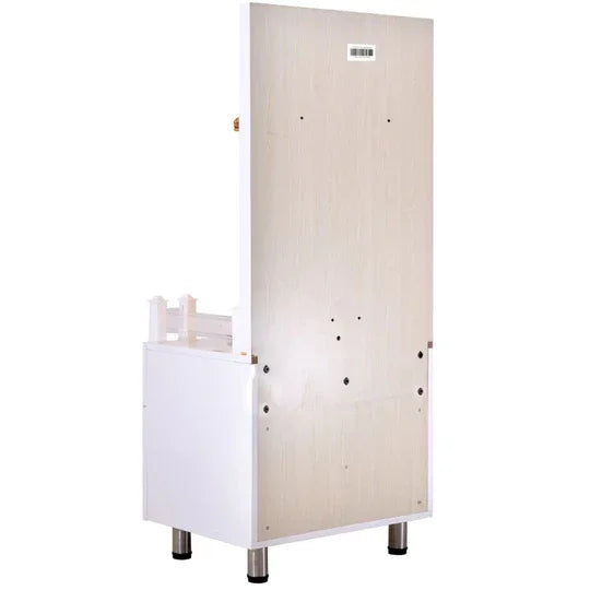 F C Wooden Pooja Mandir With Storage And Lighting White Glossy