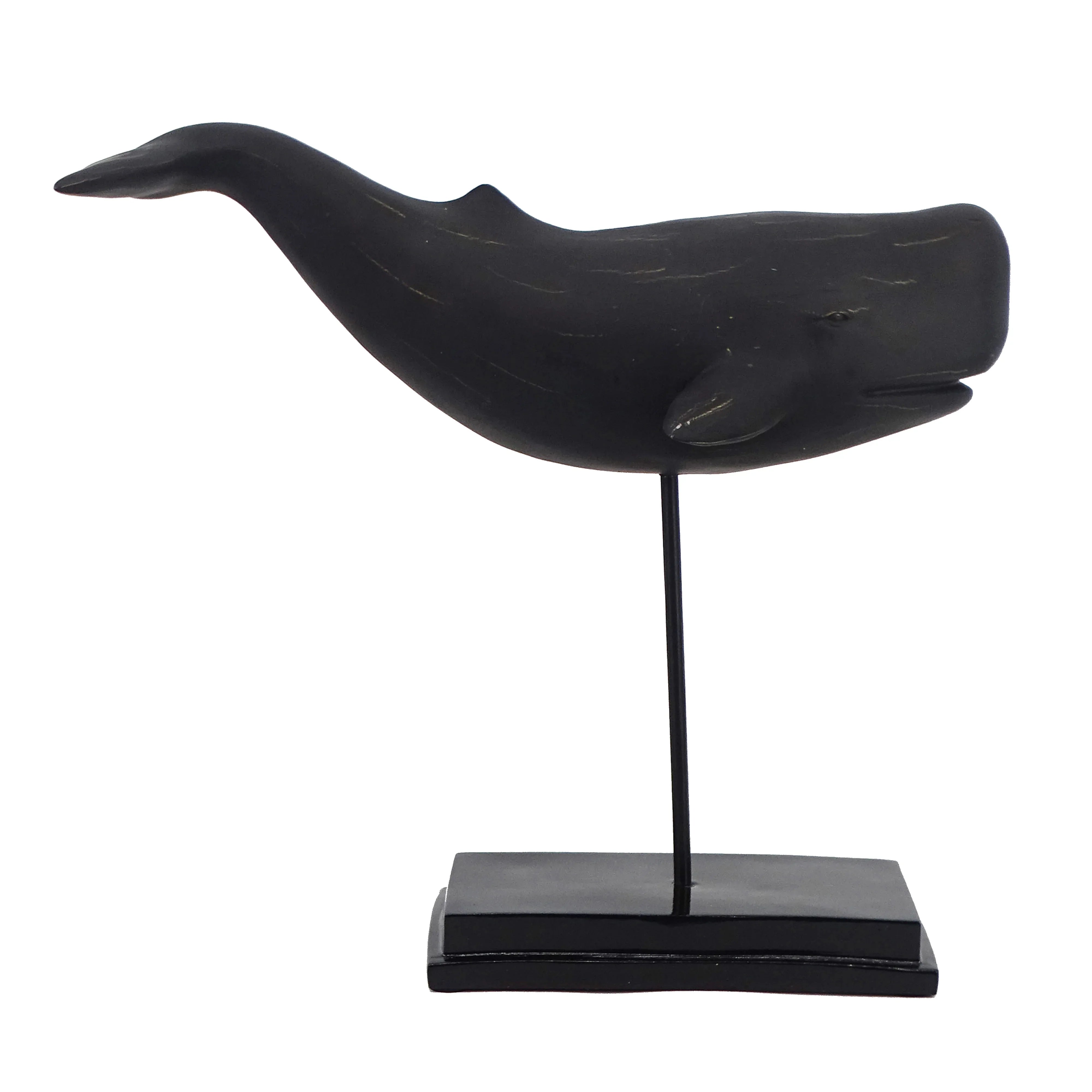 Den Antique Black Whale On Stand W40 X D17 X H35cm