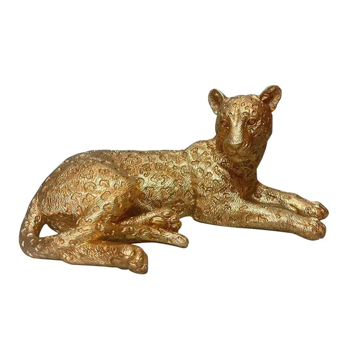 Iris Resin Gold Lying Jaguar W37 X D17.4 X H13.2cm