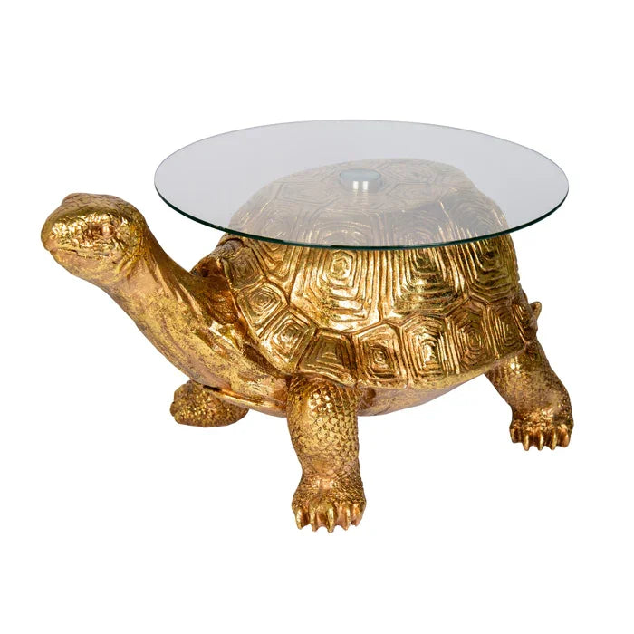 Melville Resin Gold Tortoise Side Table W64 X D35.8 X H35cm