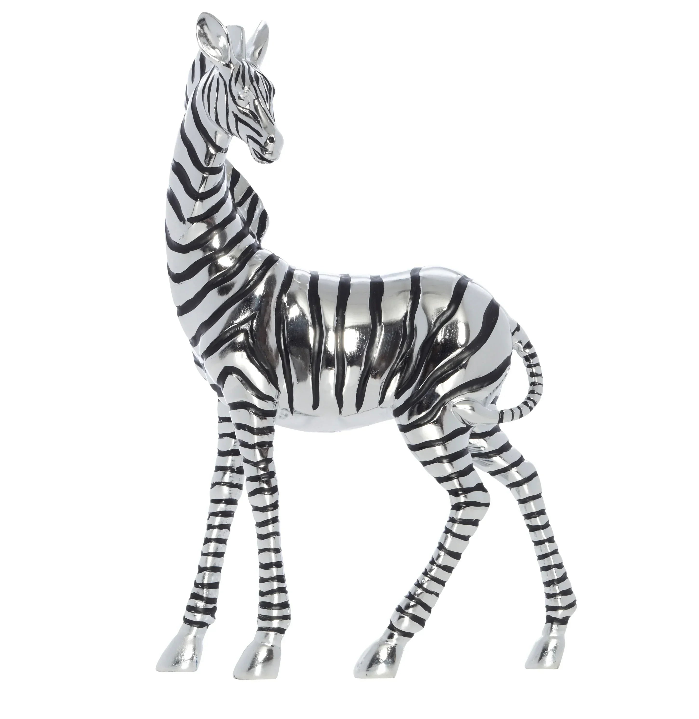 Harare Silver & Black Resin Zebra Sml W24 X D9.5 X H44cm
