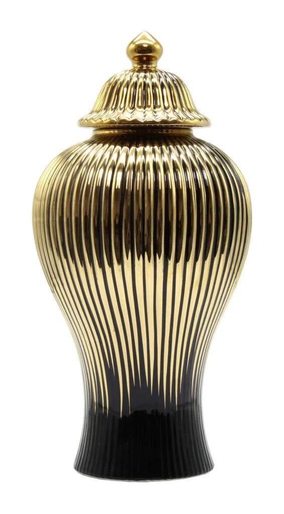 Jar-Temple-Scallop-Black N White 42cm