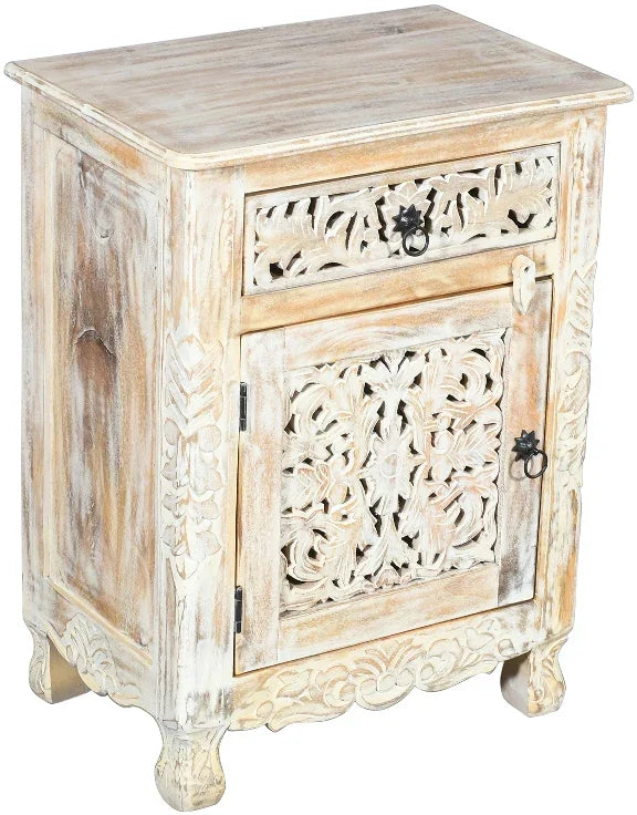 Antique 1 Drawer 1 Door End Table - L56 X W38 X H74