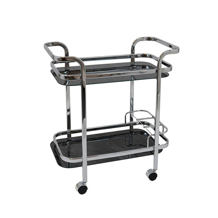 Benson Silver Black Marble Bar Cart 71X28X75CM