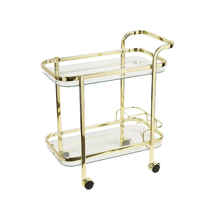 Piaf Gold Clear Bottle Holder Bar Cart 71X38X75CM