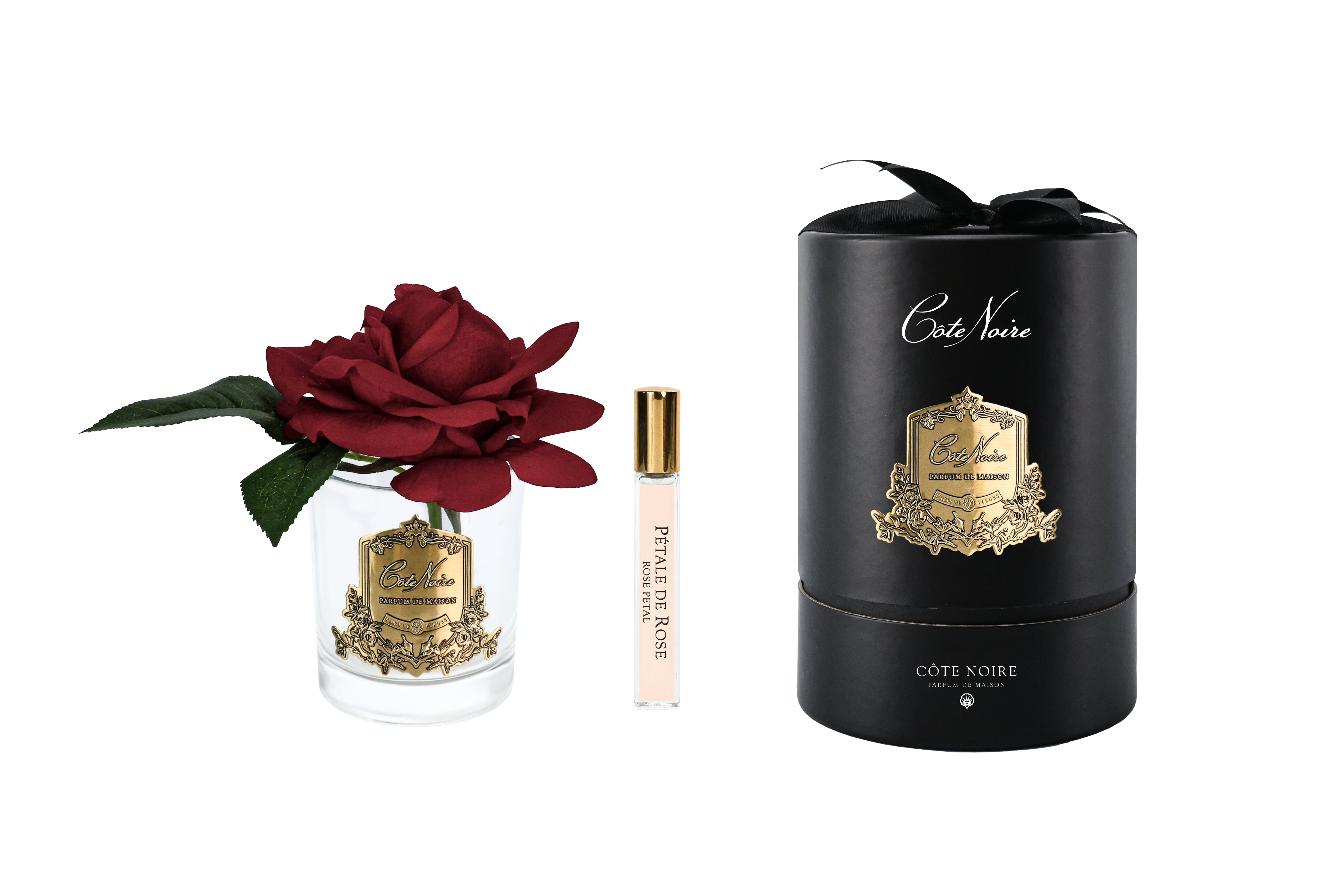 New Single Rose - Clear Glass - Red - Gold/Black Box - RMR04
