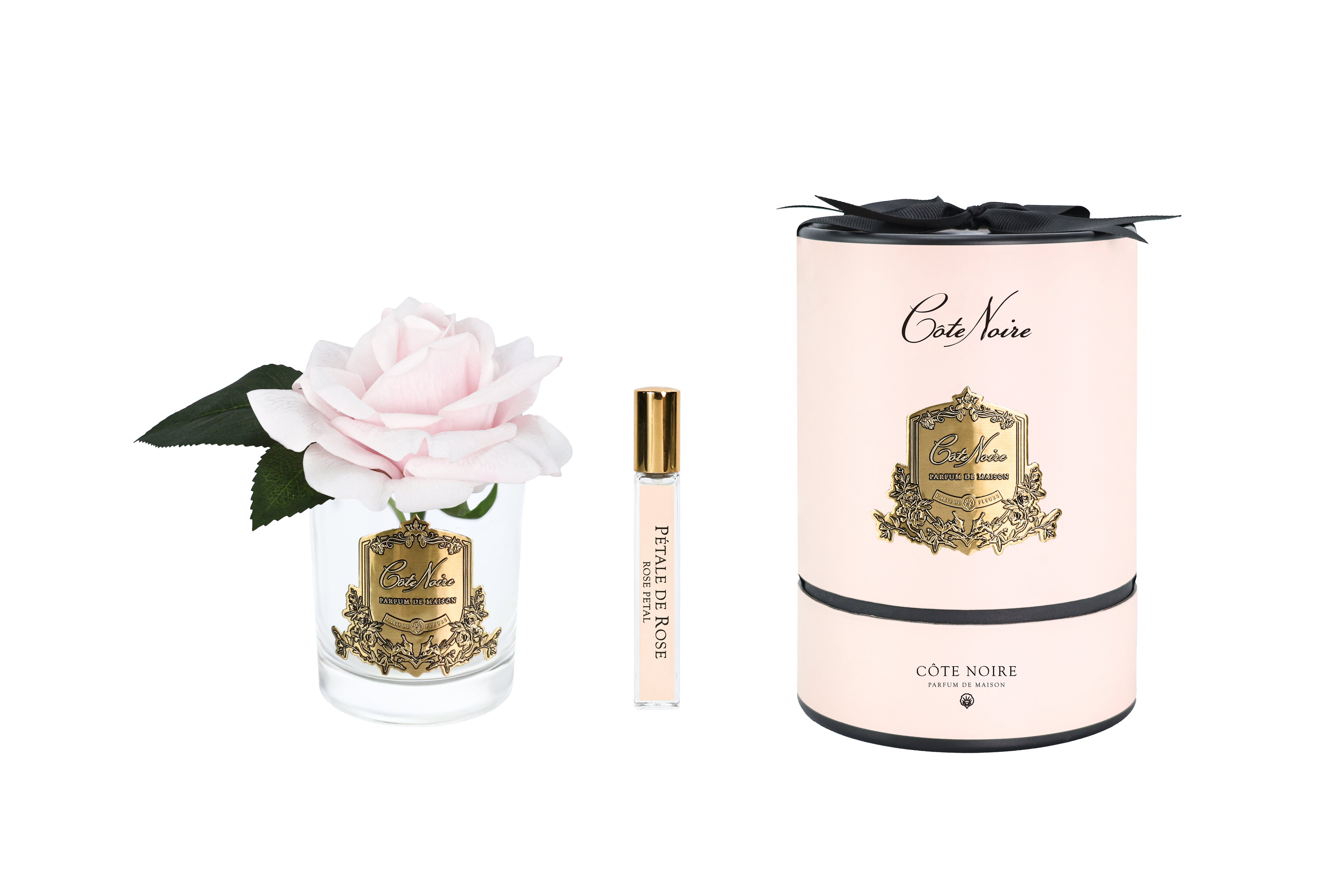 New Single Rose - Clear Glass - French Pink - Gold/Pink Box - RMR06