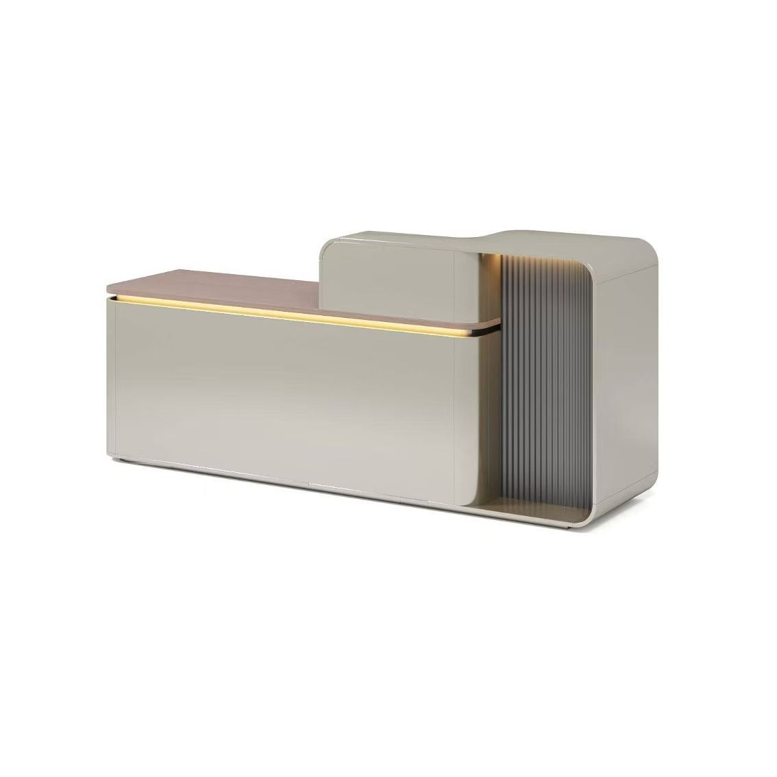 Leonard Reception Desk Right Return 2.4m -Golden Oak & Grey