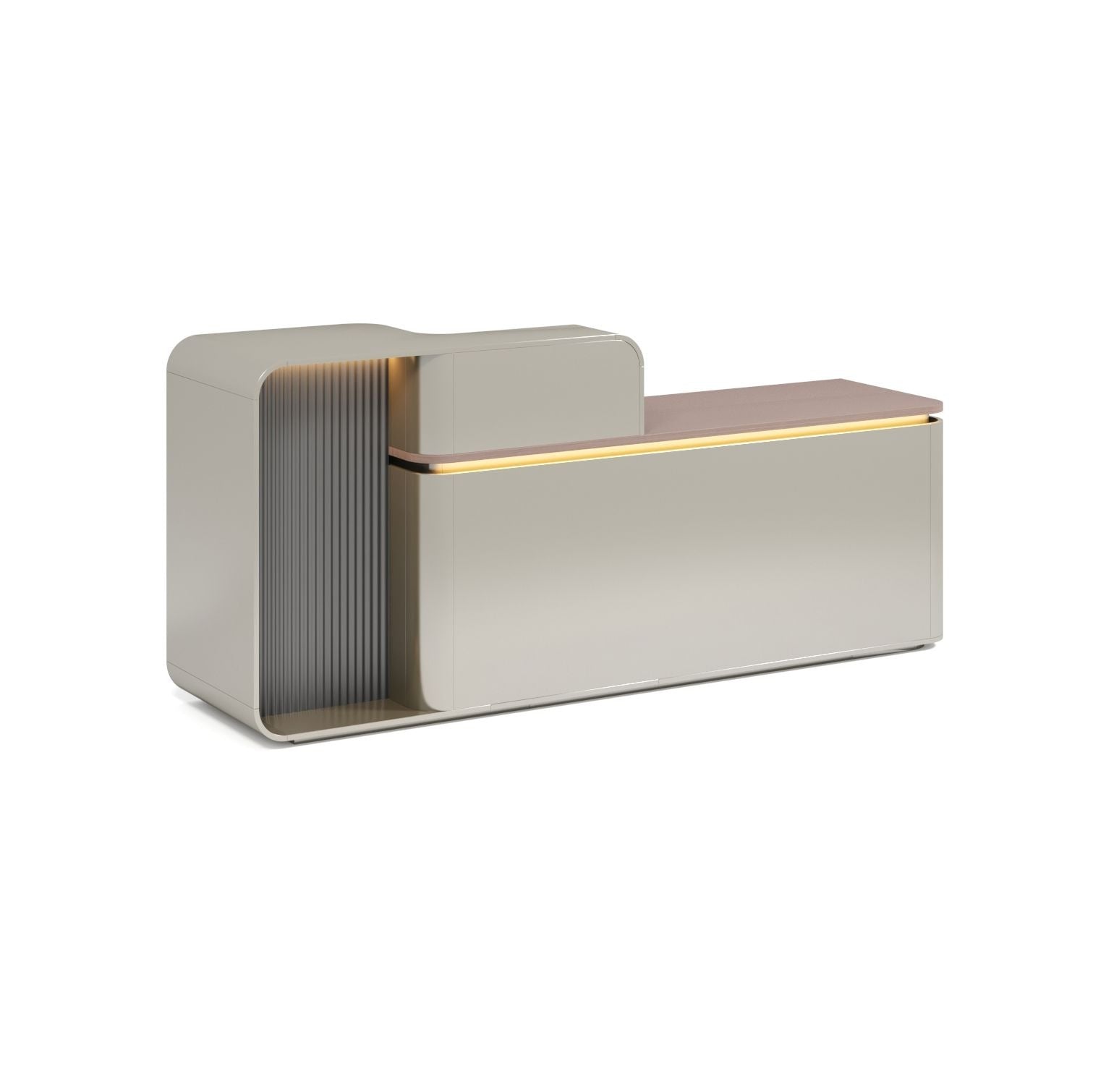 Leonard Reception Desk Left Return 2.4m -Golden Oak & Grey