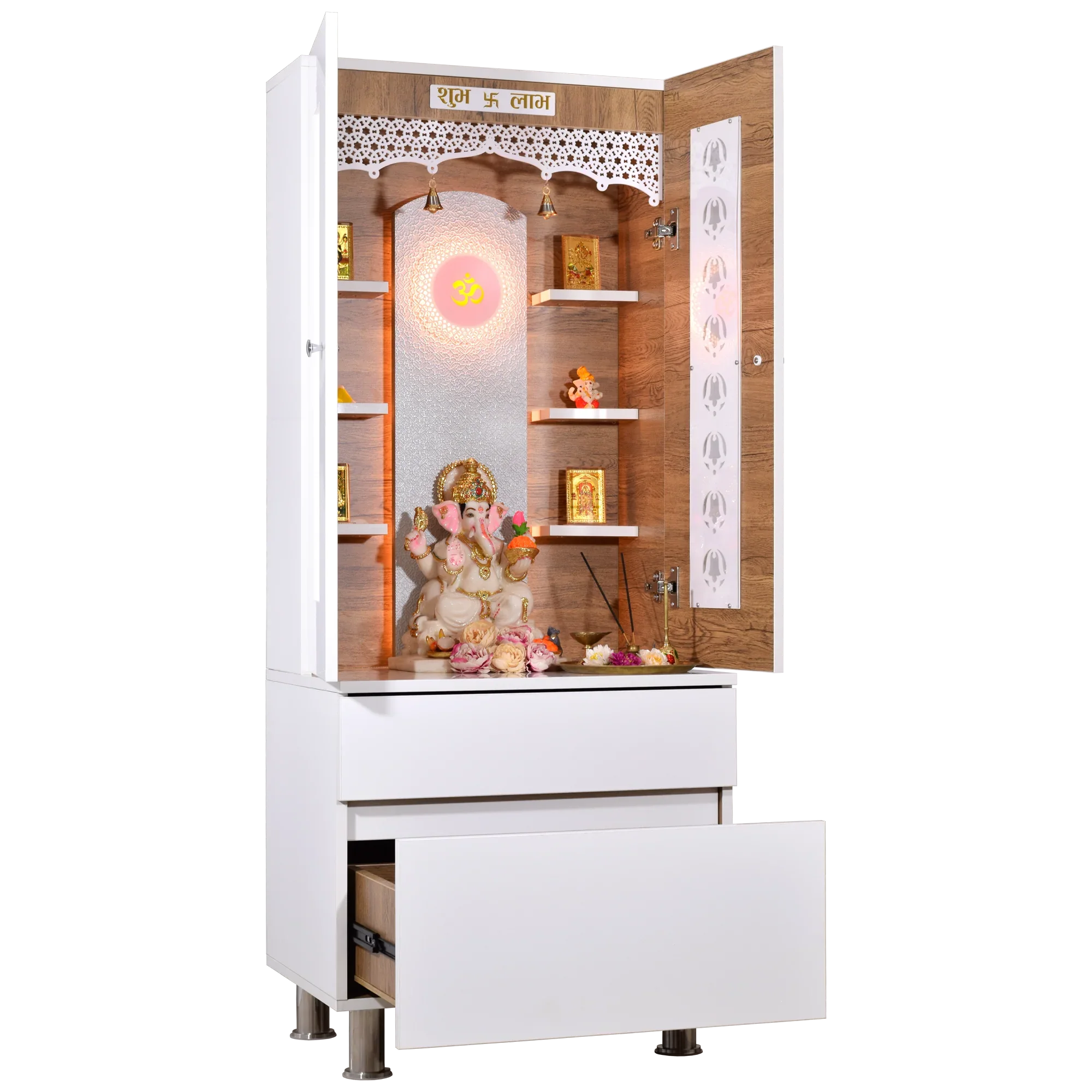 F C Wooden Mandir with doors 5' x 2'