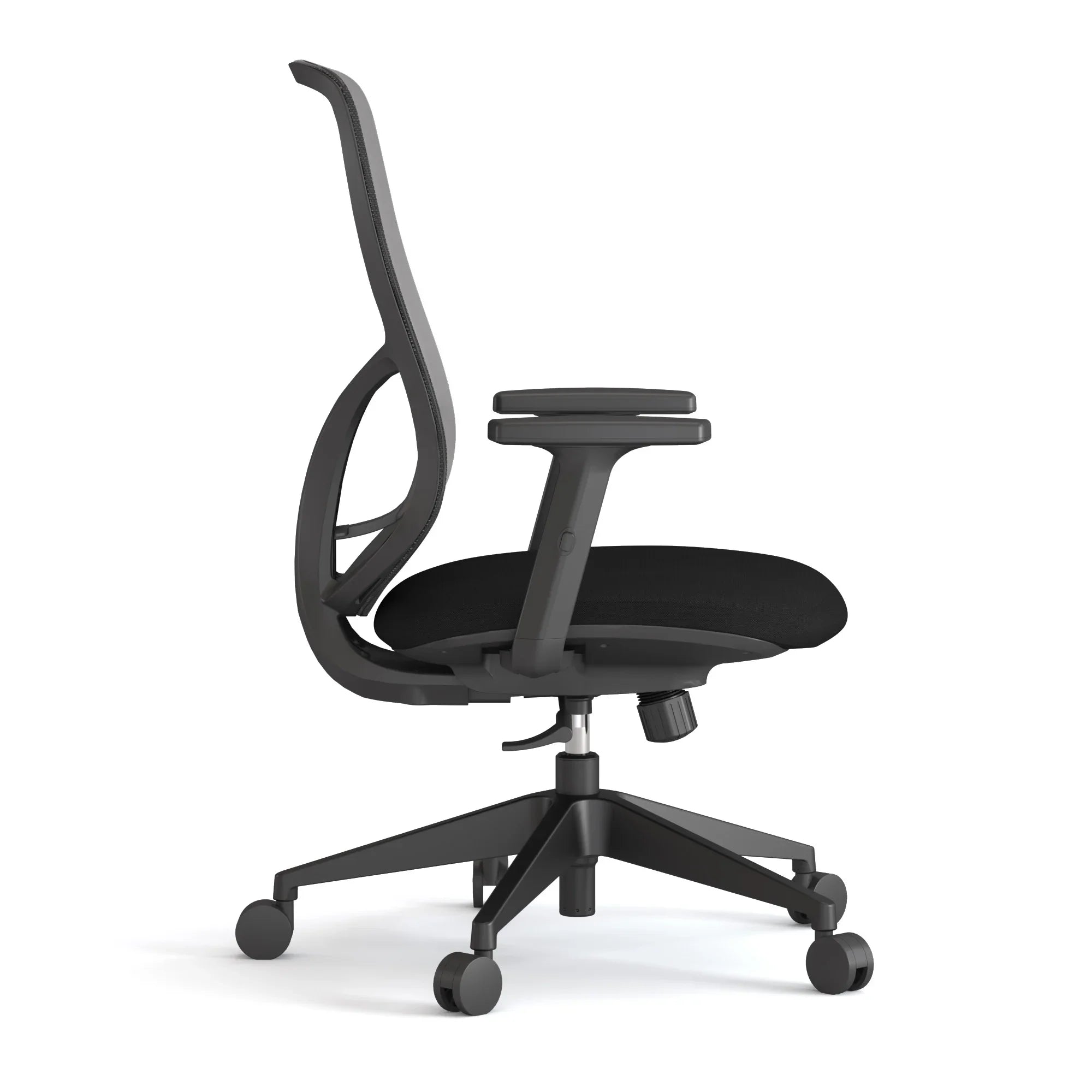Vale Medium Back Chair With Black Mesh Back Rest & Black Upholstered Seat
