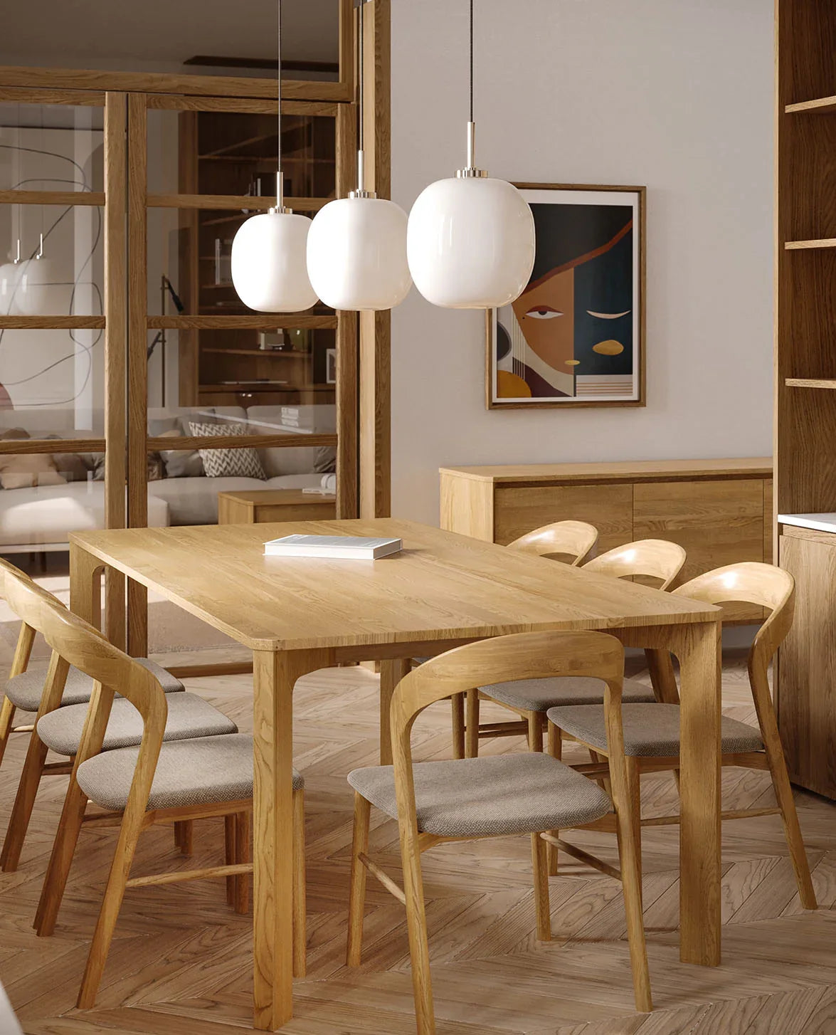 Nestor Dining Chair Soild American Oak – Upholstered W49XD53XH82cm (Melbourne Only)
