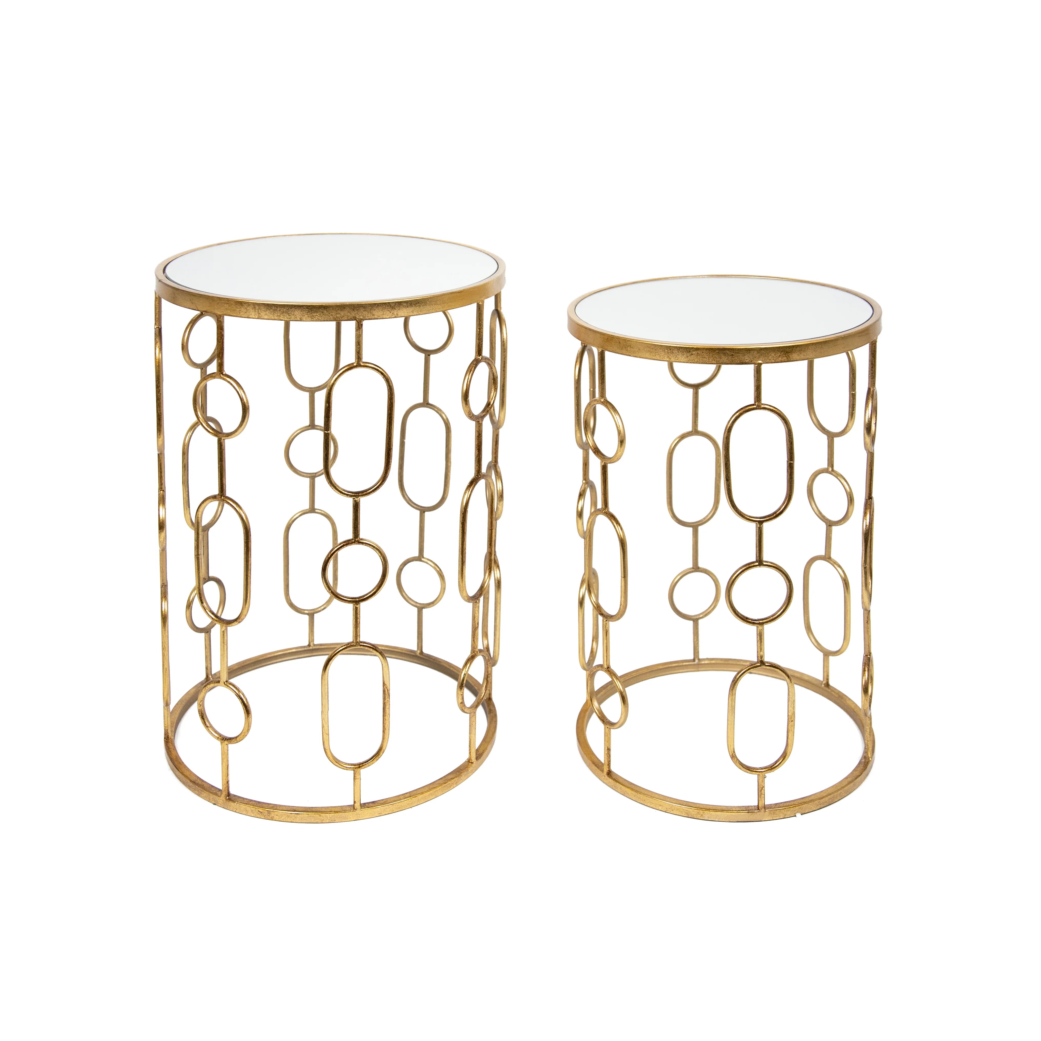 Agatha Gold Iron Round Loop Table Set of 2 W41/36 X D41/36 X H60/55cm