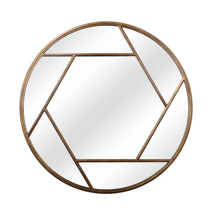 Ava Metal Wall Mirror Gold Segment Round W92.5 X D3.5 X H92.5cm