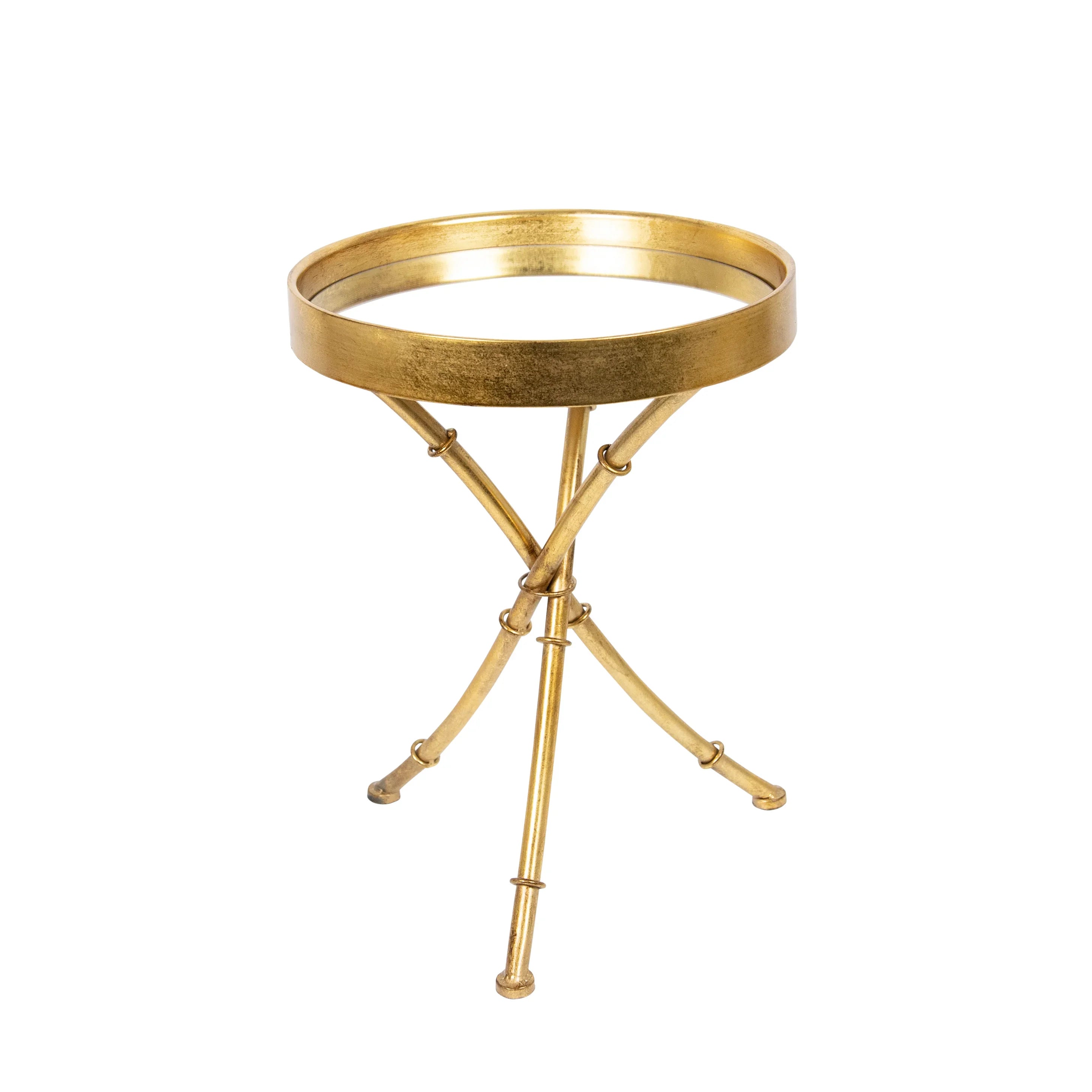 Webb Gold Iron Trileg Mirror Table Sml W40 X D40 X H53.5cm