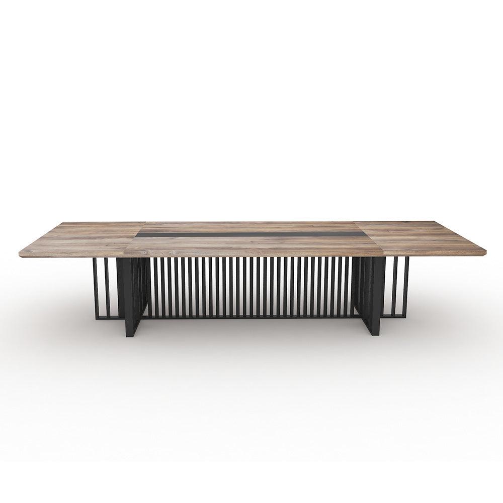 VIDAL Boardroom Table 2.4m x 1.2m - Warm Oak & Black - Furniture Castle