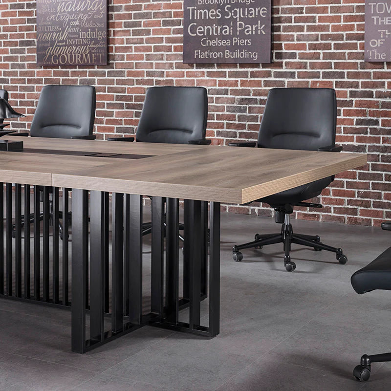 Vidal Boardroom Table 3.6M x 1.6M - Warm Oak & Black